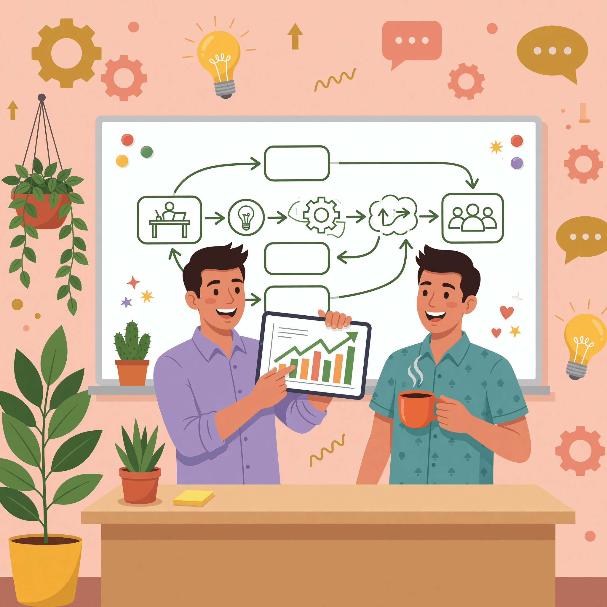 Equipo de consultores revisando estrategias de mejora